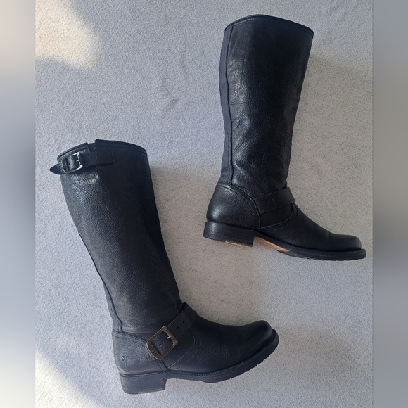Frye Shoes - Frye Veronica Slouch Black Leather Riding Boots